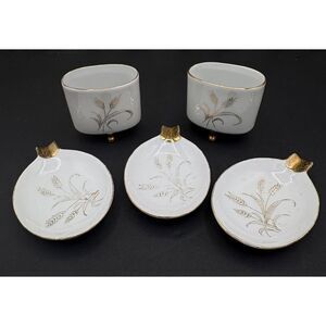 Vintage 50s Lefton Cigarette Holders and 3 Ashtrays Ladies Smoking Set